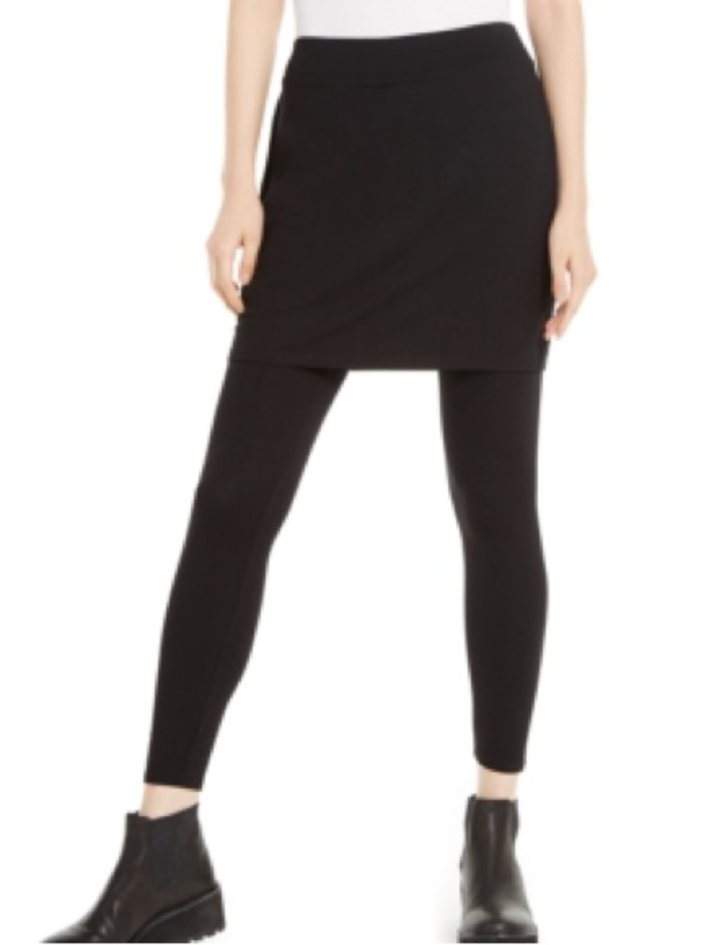 Black Skirted Ankle Leggings